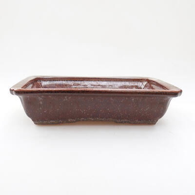 Ceramic bonsai bowl 17 x 12.5 x 4 cm, brown color - 1