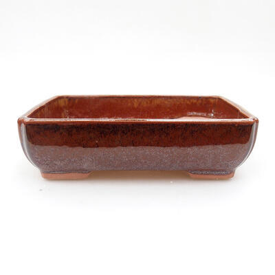 Ceramic bonsai bowl 14 x 10.5 x 3.5 cm, brown color - 1
