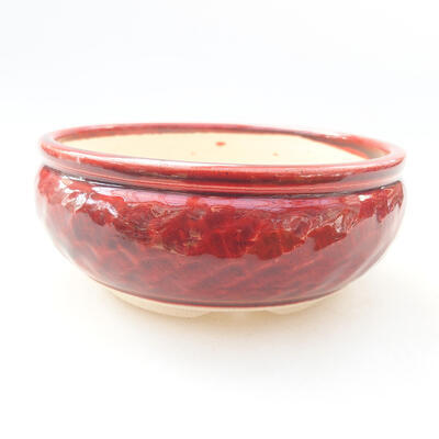 Ceramic bonsai bowl 11 x 11 x 5 cm, color red - 1
