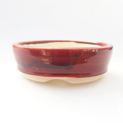 Ceramic bonsai bowl 10 x 10 x 3.5 cm, color red - 1