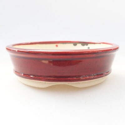 Ceramic bonsai bowl 11 x 11 x 3.5 cm, color red - 1