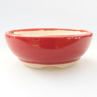 Ceramic bonsai bowl 10 x 10 x 4 cm, color red - 1
