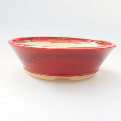 Ceramic bonsai bowl 16 x 16 x 5 cm, color red - 1