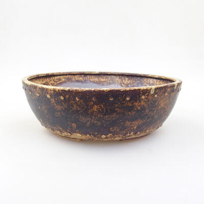 Ceramic bonsai bowl 23.5 x 23.5 x 7.5 cm, color yellow-brown - 1
