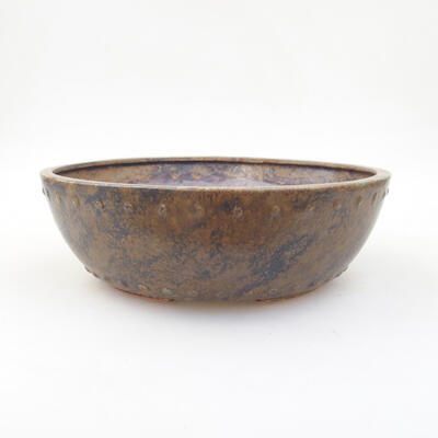 Ceramic bonsai bowl 23.5 x 23.5 x 7.5 cm, brown color - 1