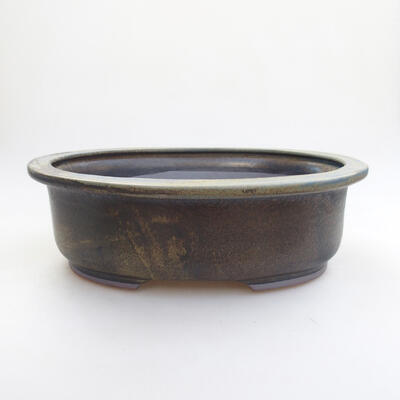 Ceramic bonsai bowl 24.5 x 20.5 x 8 cm, brown color - 1