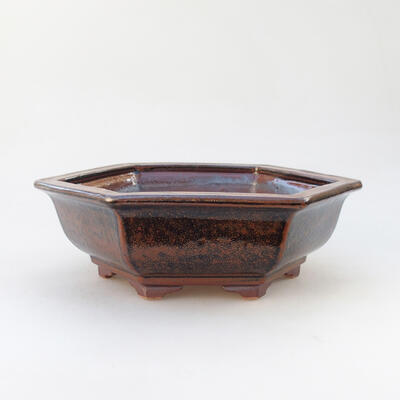 Ceramic bonsai bowl 19.5 x 22.5 x 7.5 cm, brown-black color - 1