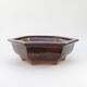 Ceramic bonsai bowl 19.5 x 22.5 x 7.5 cm, brown-black color - 1/3