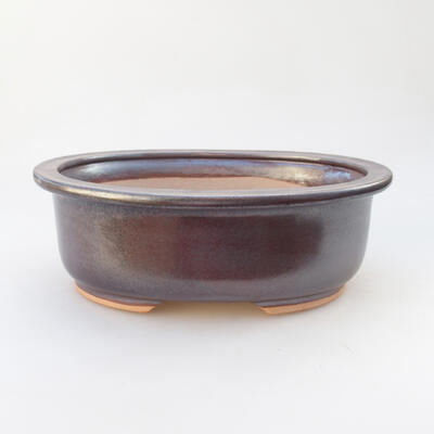 Ceramic bonsai bowl 21.5 x 17.5 x 8 cm, brown color - 1