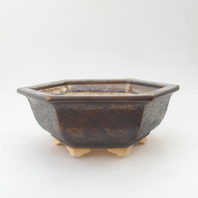 Ceramic bonsai bowl 17.5 x 20 x 8 cm, metal color - 1