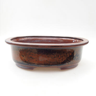 Ceramic bonsai bowl 24.5 x 20.5 x 8 cm, brown-black color - 1