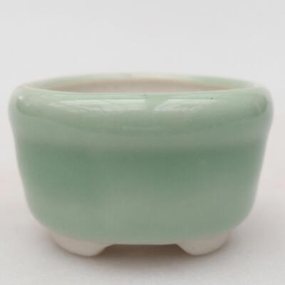 Ceramic bonsai bowl 4.5 x 4.5 x 3 cm, color green - 1