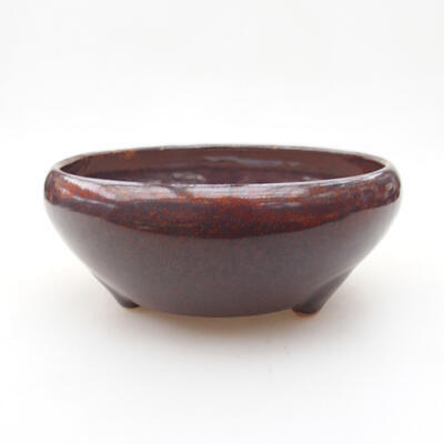 Ceramic bonsai bowl 10.5 x 10.5 x 4.5 cm, brown color - 1