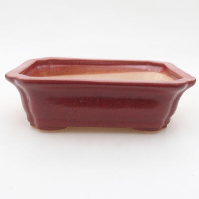 Ceramic bonsai bowl 12.5 x 10 x 4 cm, burgundy color - 1