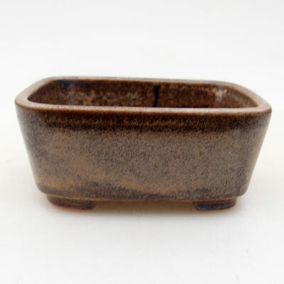 Ceramic bonsai bowl 7.5 x 7 x 3 cm, brown color - 1