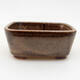 Ceramic bonsai bowl 7.5 x 7 x 3 cm, brown color - 1/3