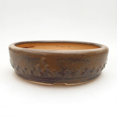 Ceramic bonsai bowl 15.5 x 15.5 x 5 cm, brown color - 1