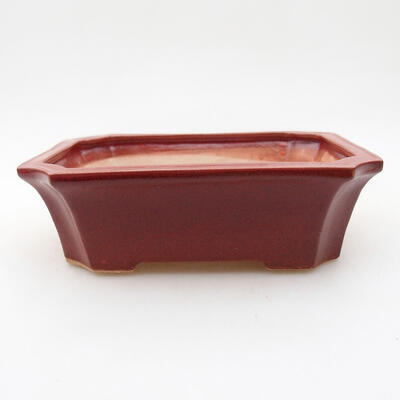 Ceramic bonsai bowl 13 x 10 x 4 cm, burgundy color - 1