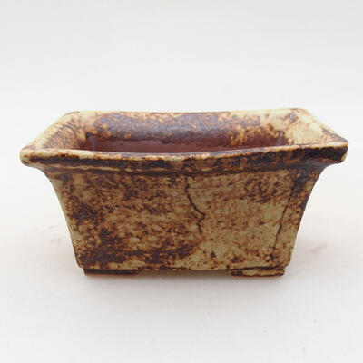 Ceramic bonsai bowl 8 x 6 x 4 cm, color brown-yellow - 1