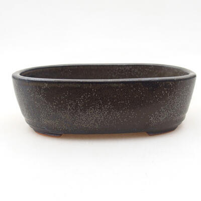 Ceramic bonsai bowl 12.5 x 8.5 x 4 cm, gray color - 1