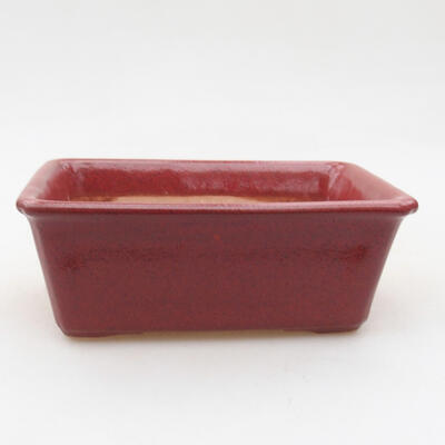 Ceramic bonsai bowl 11 x 7.5 x 4 cm, burgundy color - 1