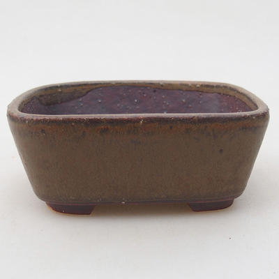 Ceramic bonsai bowl 9.5 x 8.5 x 3.5 cm, brown color - 1