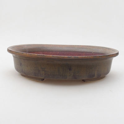 Ceramic bonsai bowl 24.5 x 21.5 x 5 cm, brown color - 1