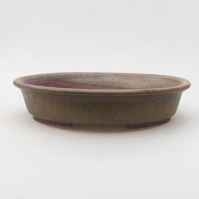 Ceramic bonsai bowl 24.5 x 21.5 x 5 cm, brown color - 1