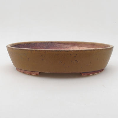 Ceramic bonsai bowl 22.5 x 19.5 x 5 cm, brown color - 1