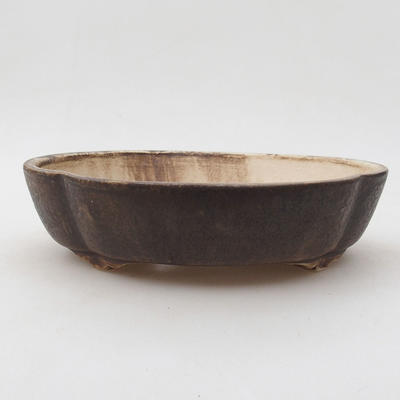 Ceramic bonsai bowl 18 x 15.5 x 4 cm, brown color - 1