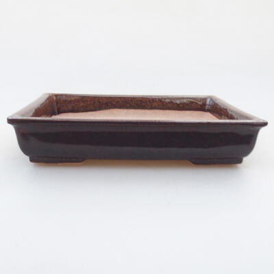 Ceramic bonsai bowl 12 x 9.5 x 2.5 cm, brown color - 1
