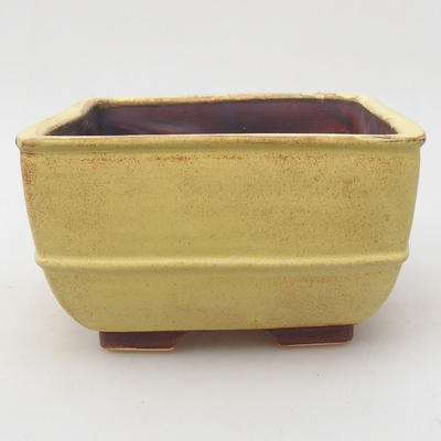 Ceramic bonsai bowl 15.5 x 15.5 x 9 cm, yellow color - 1