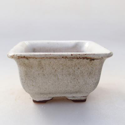 Ceramic bonsai bowl 9 x 9 x 5.5 cm, beige color - 1