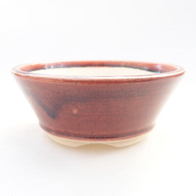 Ceramic bonsai bowl 11 x 11 x 4.5 cm, burgundy color - 1