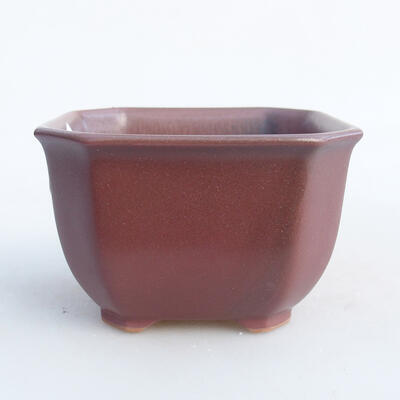 Ceramic bonsai bowl 9 x 9 x 5.5 cm, burgundy color - 1