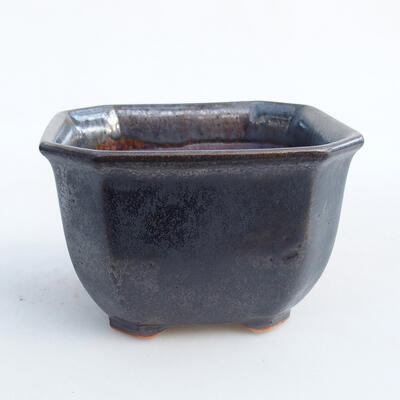 Ceramic bonsai bowl 9 x 9 x 5.5 cm, metal color - 1