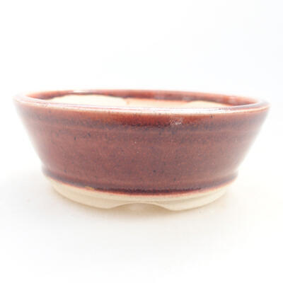 Ceramic bonsai bowl 10.5 x 10.5 x 4 cm, burgundy color - 1