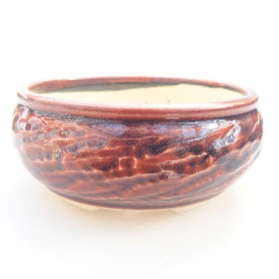 Ceramic bonsai bowl 11.5 x 11.5 x 5 cm, burgundy color - 1