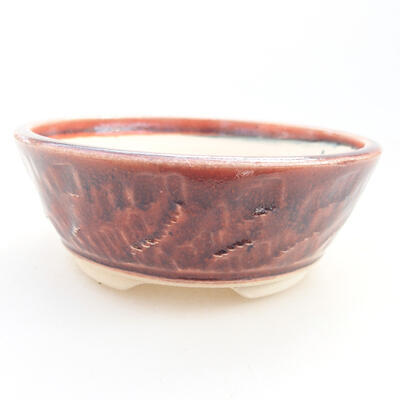 Ceramic bonsai bowl 12 x 12 x 4.5 cm, burgundy color - 1