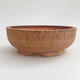 Ceramic bonsai bowl 16 x 16 x 5,5 cm, brown-yellow color - 1/4