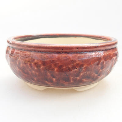 Ceramic bonsai bowl 12 x 12 x 5 cm, burgundy color - 1