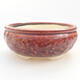 Ceramic bonsai bowl 12 x 12 x 5 cm, burgundy color - 1/3