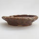 Ceramic bonsai bowl 17 x 17 x 4 cm, brown color - 1/4