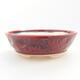 Ceramic bonsai bowl 12 x 12 x 5 cm, burgundy color - 1/3