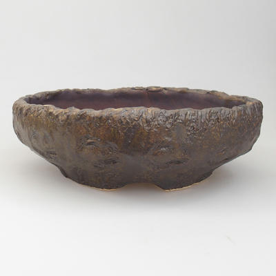 Ceramic bonsai bowl 24 x 24 x 7,5 cm, brown-green color - 1