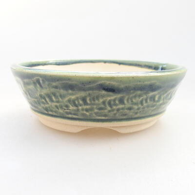 Ceramic bonsai bowl 11 x 11 x 3.5 cm, color green - 1