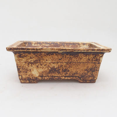 Ceramic bonsai bowl 16 x 11 x 6 cm, brown-yellow color - 2nd quality - 1