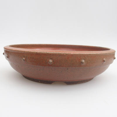 Ceramic bonsai bowl - 24 x 24 x 6,5 cm, red color - 1