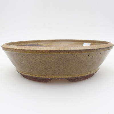 Ceramic bonsai bowl - 22 x 22 x 6,5 cm, brown-yellow color - 1