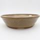 Ceramic bonsai bowl - 22 x 22 x 6,5 cm, brown-yellow color - 1/3